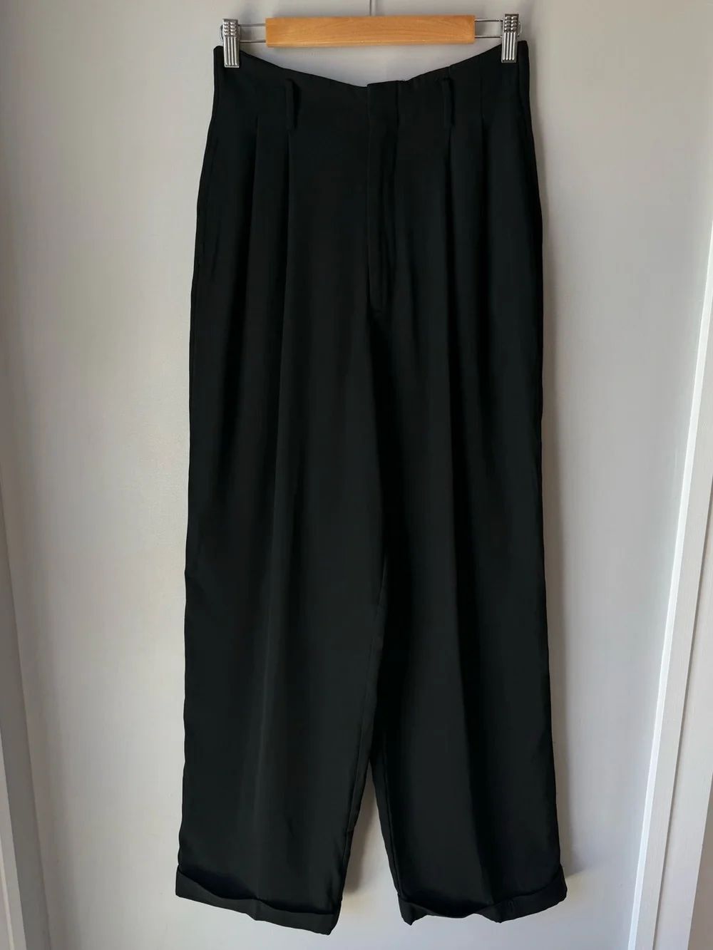 Vintage RALPH Ralph Lauren 90s Black Wide Leg Pants Trousers